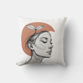 Minimalist Botanical Face – One Line Art Pillow Kussen