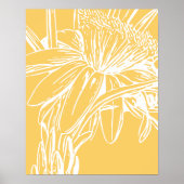 Minimalist Botanical Floral Line Drawing Yellow Poster (Voorkant)