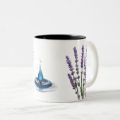 Minimalist Botanical Glow Peach Flowe Tweekleurige Koffiemok (Voorkant rechts)