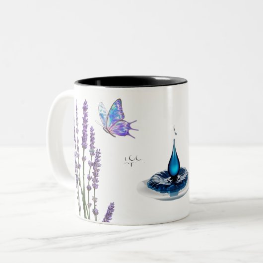 Minimalist Botanical Glow Peach Flowe Tweekleurige Koffiemok (Voorkant links)