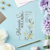 Minimalist Botanical Gold Wedding Acryl Uitnodigingen (Insitu (Huwelijk))