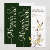 Minimalist Botanical Green Wedding Invitation Kaart (Voorkant / Achterkant)