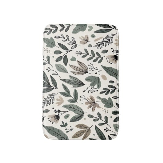 Minimalist Botanical Leaf and Bud Design Badmat (Voorkant Verticaal)