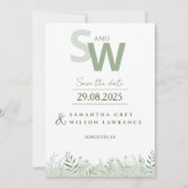 Minimalist Botanical Leafy Save the Date Kaart (Voorkant)