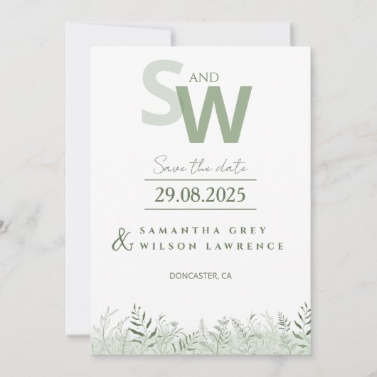 Minimalist Botanical Leafy Save the Date Kaart (Voorkant)