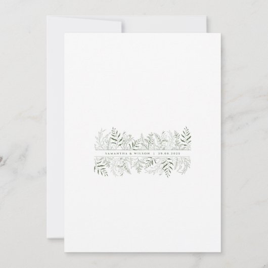 Minimalist Botanical Leafy Save the Date Kaart (Achterkant)