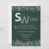Minimalist Botanical Leafy Wedding Invitation Kaart (Voorkant)