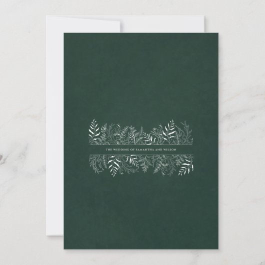 Minimalist Botanical Leafy Wedding Invitation Kaart (Achterkant)