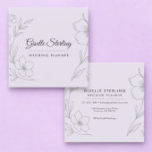 Minimalist Botanical Lilac Purple Wedding Planner Vierkante Visitekaartje