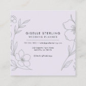 Minimalist Botanical Lilac Purple Wedding Planner Vierkante Visitekaartje (Achterkant)