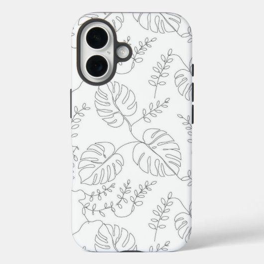 Minimalist Botanical Line Art Leaves Case (Achterkant)