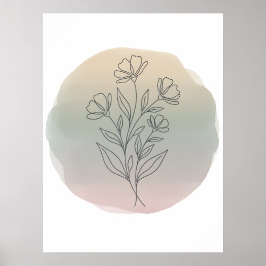 Minimalist Botanical Line Art Poster (Voorkant)