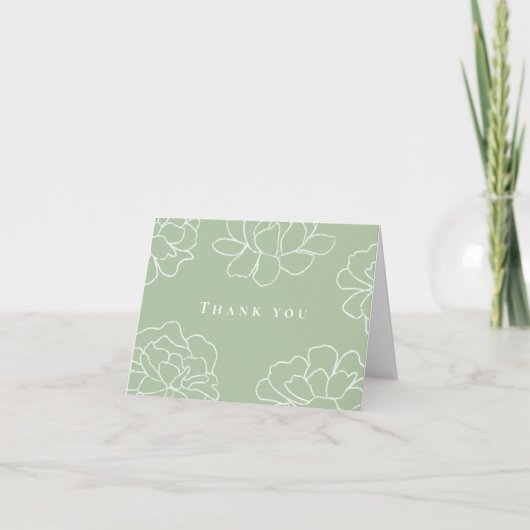 Minimalist Botanical Modern Wedding Thank You Card (Voorkant)