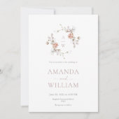 Minimalist Botanical Monogram Invitation Kaart (Voorkant)