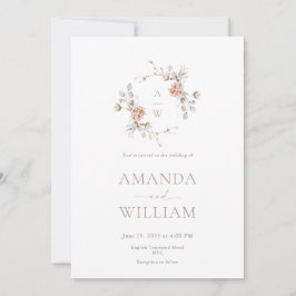 Minimalist Botanical Monogram Invitation Kaart