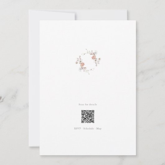Minimalist Botanical Monogram Invitation Kaart (Achterkant)