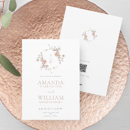Minimalist Botanical Monogram Invitation Kaart