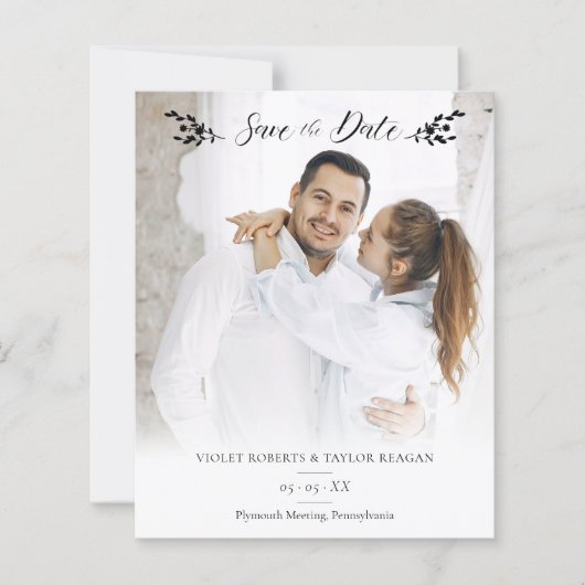 Minimalist Botanical Personalized Wedding Photo (Voorkant)