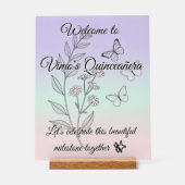 Minimalist Botanical Quinceañera Acrylic Sign Acryl Bord (Voorkant)
