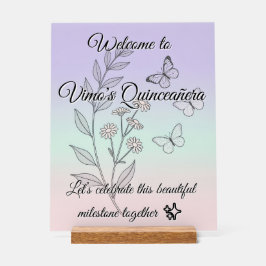 Minimalist Botanical Quinceañera Acrylic Sign Acryl Bord