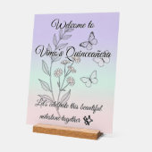 Minimalist Botanical Quinceañera Acrylic Sign Acryl Bord (Hoek)