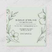 Minimalist Botanical Sage Green Esthetician Vierkante Visitekaartje (Achterkant)