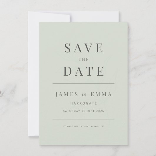 Minimalist Botanical Save the Date Pale Sage (Voorkant)