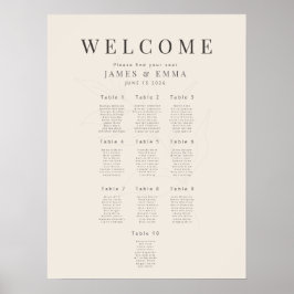 Minimalist Botanical seating Plan10 Soft Beige Poster