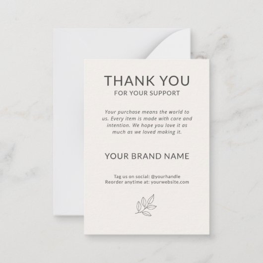 Minimalist Botanical Small Business Handcrafted Notitiekaartje (Achterkant)