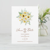 Minimalist Botanical Sunflowers Bouquet Wedding Save The Date (Staand voorkant)