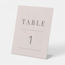 Minimalist Botanical Table Number | Warm Blush Reclamebord Met Voetstuk