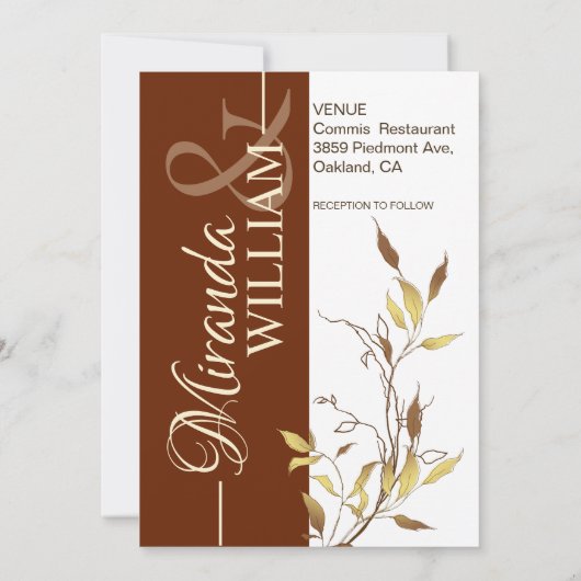 Minimalist Botanical Terracotta Wedding Invitation Kaart (Achterkant)