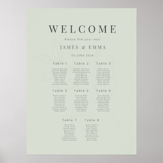 Minimalist Botanical Wedding (8) Pale Sage Poster (Voorkant)