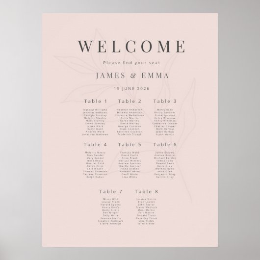 Minimalist Botanical Wedding (8) Warm Blush Poster (Voorkant)