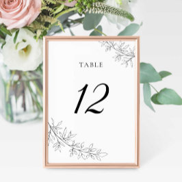 Minimalist Botanical Wedding Black White Elegant Kaart
