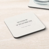 Minimalist Botanical Wedding Coaster | Warm Ivory Bier Onderzetter (Linkerzijde)