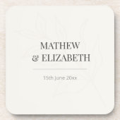 Minimalist Botanical Wedding Coaster | Warm Ivory Bier Onderzetter (Voorkant)