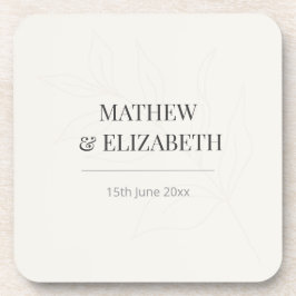 Minimalist Botanical Wedding Coaster | Warm Ivory Bier Onderzetter