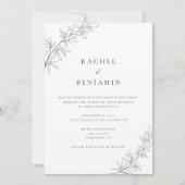 Minimalist Botanical Wedding Elegant Black White  Kaart (Voorkant)