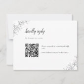 Minimalist Botanical Wedding Elegant QR Code RSVP Kaartje (Voorkant)