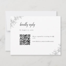 Minimalist Botanical Wedding Elegant QR Code RSVP Kaartje