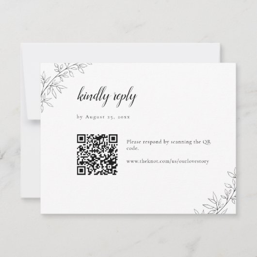 Minimalist Botanical Wedding Elegant QR Code RSVP Kaartje (Voorkant)