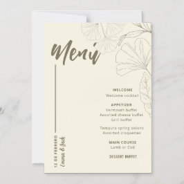 Minimalist Botanical Wedding Menu Card Magnetische Uitnodiging