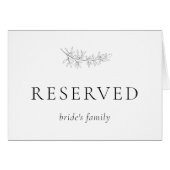 Minimalist Botanical Wedding Reserved Seating Card (Voorkant Horizontaal)