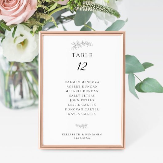 Minimalist Botanical Wedding Seating Chart Budget Kaart