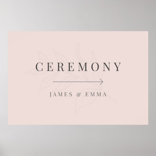 Minimalist Botanical Wedding Sign Warm Blush Poster (Voorkant)