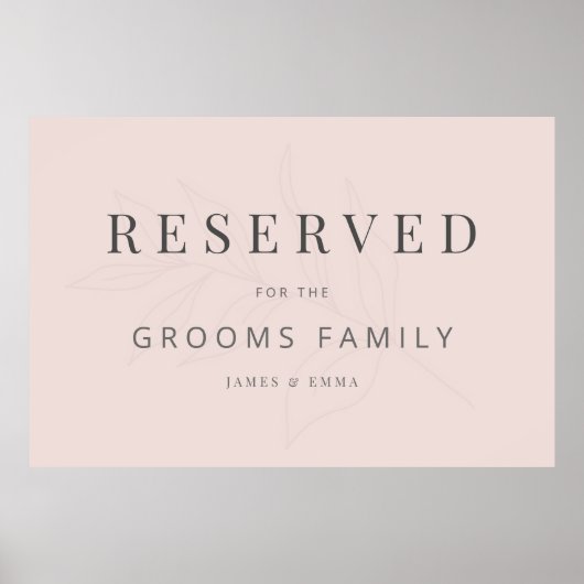 Minimalist Botanical Wedding Sign Warm Blush Poster (Voorkant)