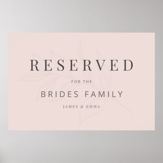 Minimalist Botanical Wedding Sign Warm Blush Poster (Voorkant)