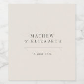 Minimalist Botanical Wedding Soft Beige Wijn Etiket (Enkel label)