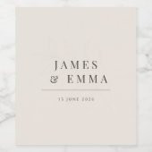 Minimalist Botanical Wedding Soft Beige Wijn Etiket (Enkel label)